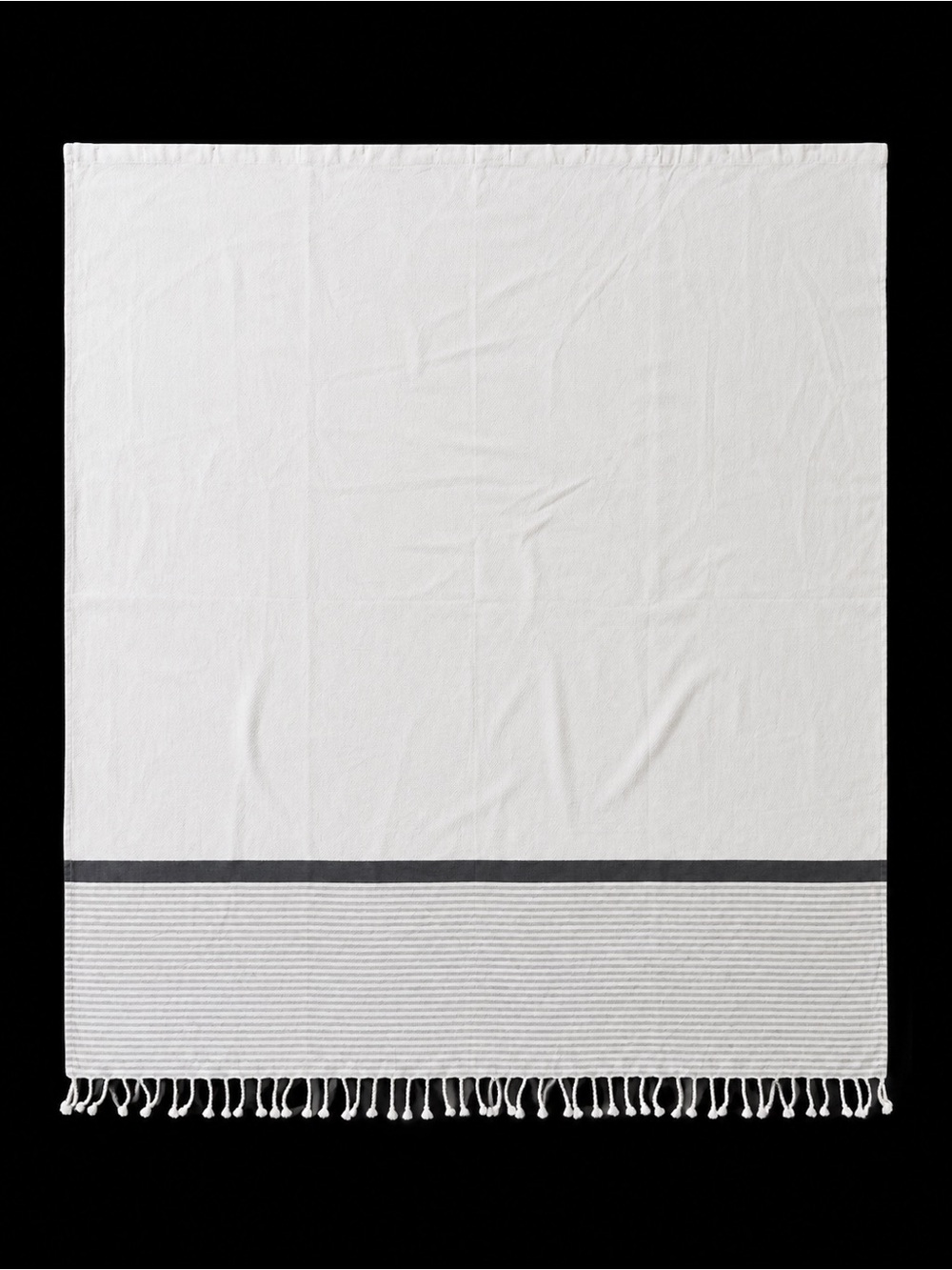 WEST ELM Shower Cotton Curtain with Stripes/Fringes #0501264 - Picture 2 of 16